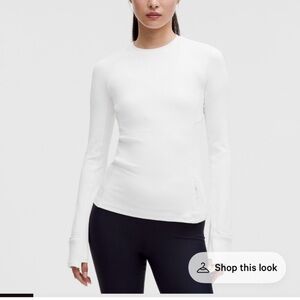 Lululemon Athletica off White its rulu ribbed Long Sleeve running top Tee vapor